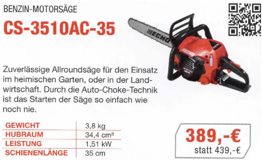 Angebot Benzin-Motorsäge CS-3510AC-35