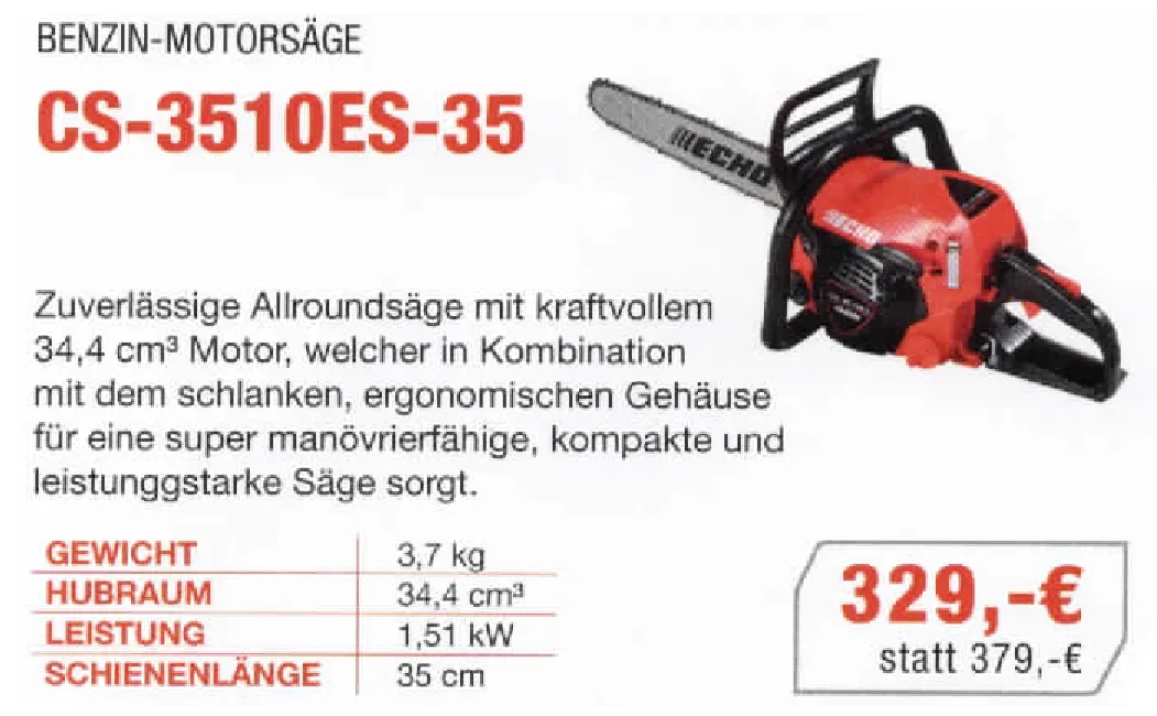 Angebot Benzin-Motorsäge CS-3510ES-35