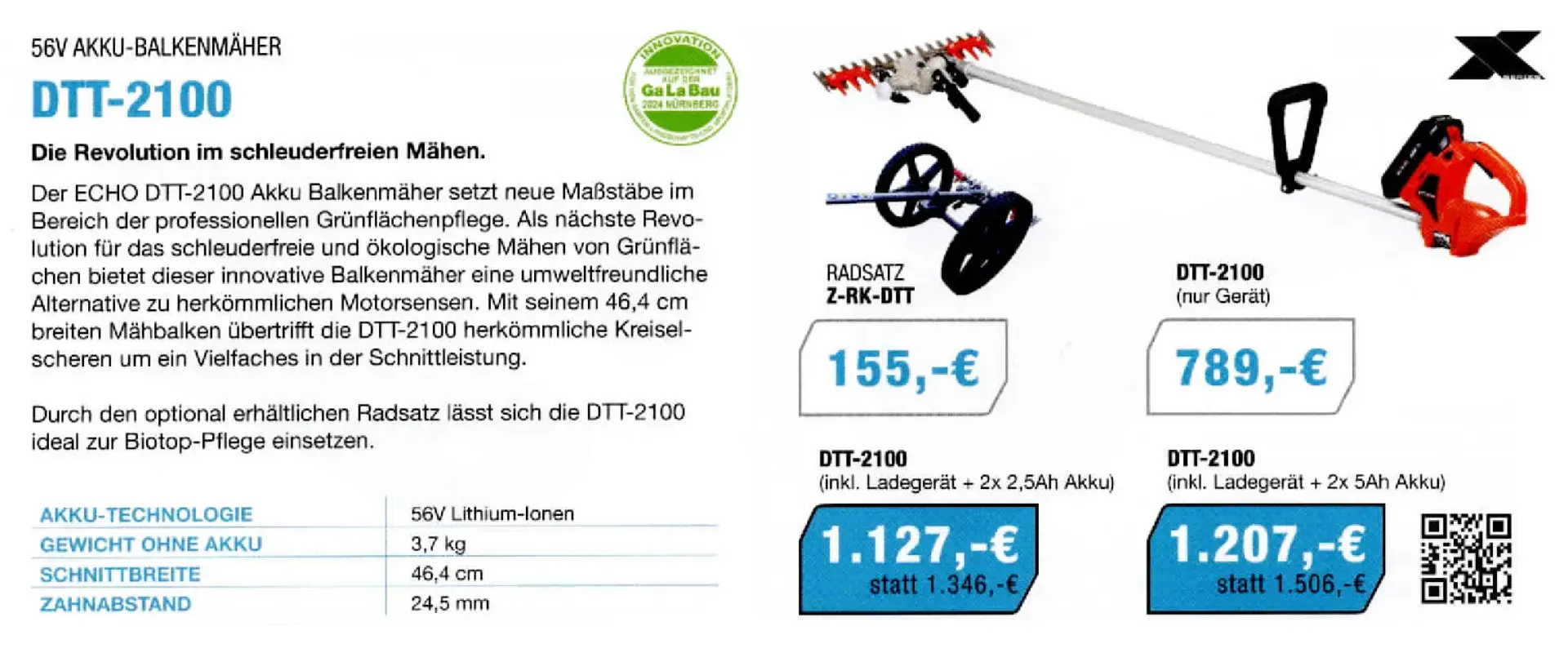 Angebot 56V Akku-Balkenmäher DTT-2100