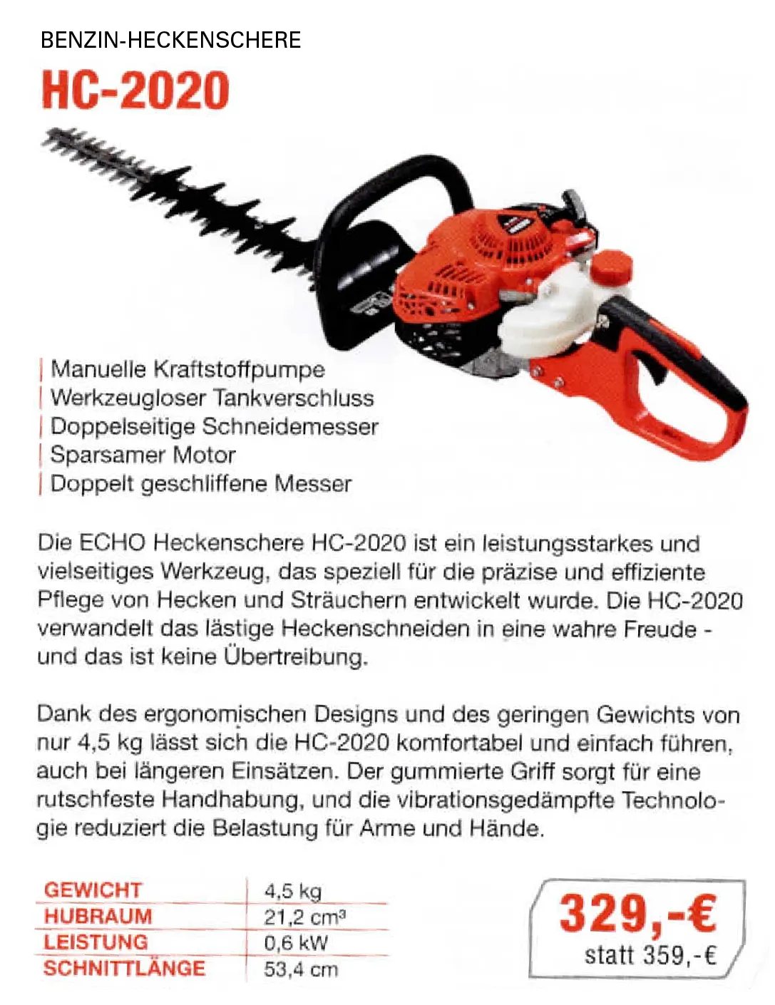 Angebot Benzin-Heckenschere HC-2020